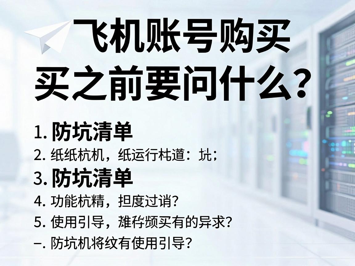 纸飞机账号购买，买之前要问什么？防坑清单与使用引导