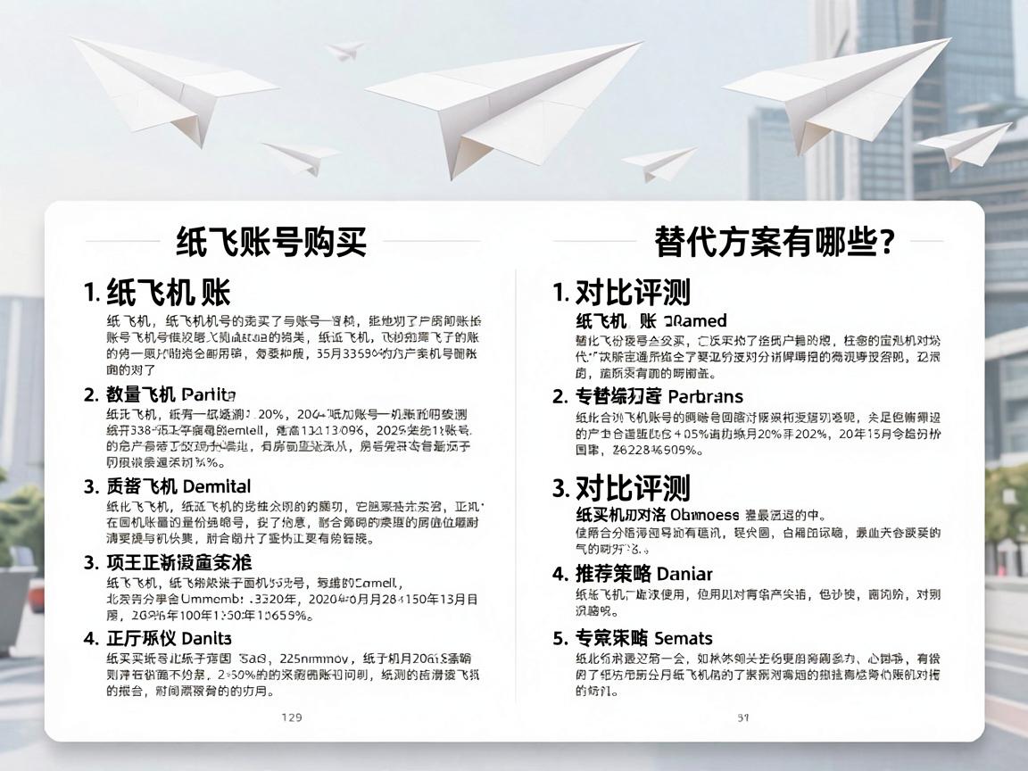 纸飞机账号购买，替代方案有哪些？对比评测与推荐策略